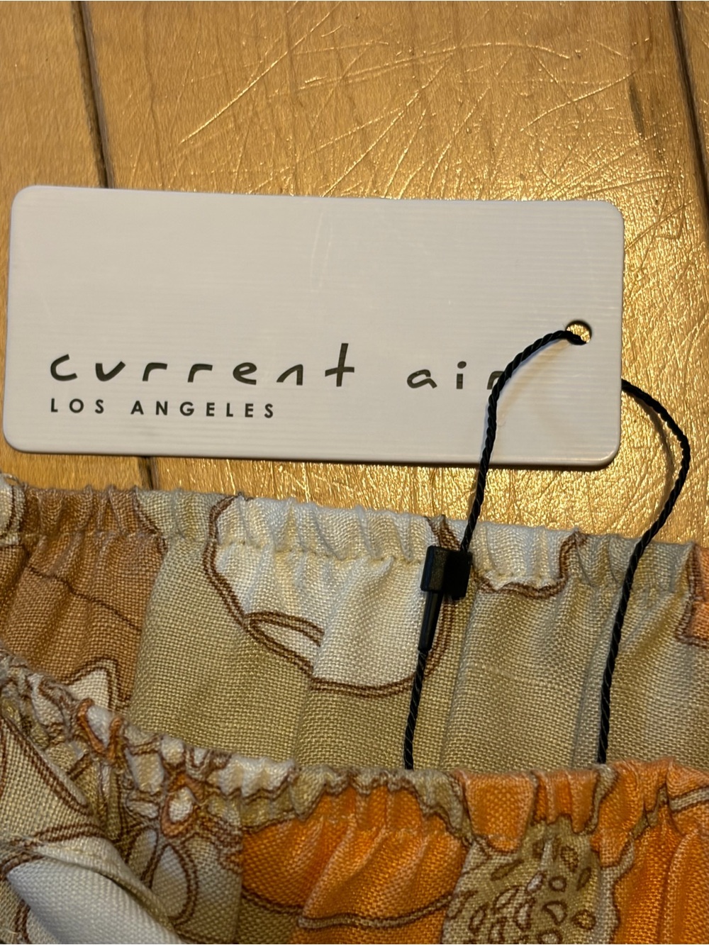 NWT Current Air Floral Tie-Waist linen Wide Leg Pants in Orange, Cream Tan small - Picture 6 of 11